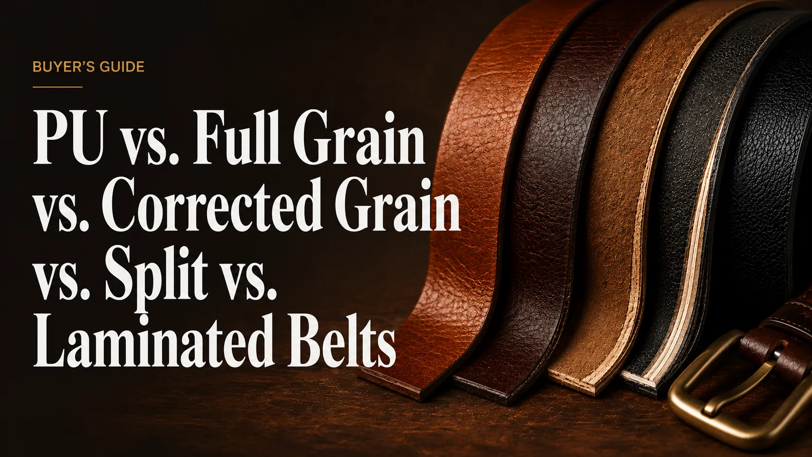 PU vs. Full Grain vs. Corrected Grain vs. Split vs. Laminated Belts